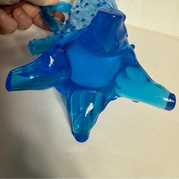 Vintage Northwood Blue Town Pump Tree Trunk Creamer glass with handle. - Picture 6 of 14